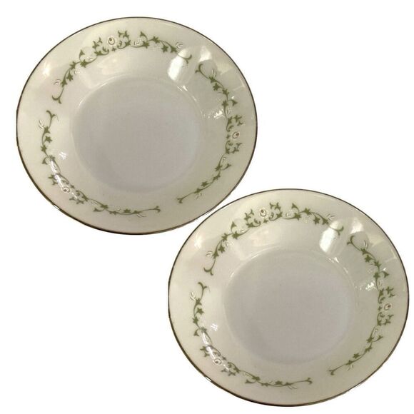 ELEGANCE by SHEFFIELD FINE CHINA Fruit/Dessert Bowls Silver Trim Set Of 2 - Picture 2 of 6